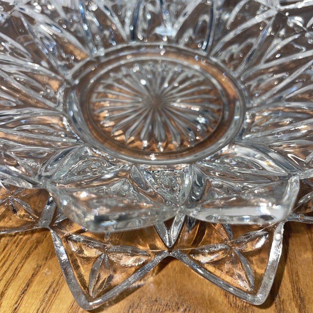1960s Vintage Clear Federal Glass Petal Cross‎ Plate and Round Coupe Bowl